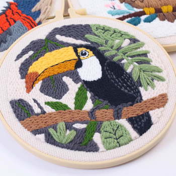 Lininis punch needle kilimo siuvimo rinkinys – gyvūnų karikatūra, DIY, audinio siuvimo rinkinys