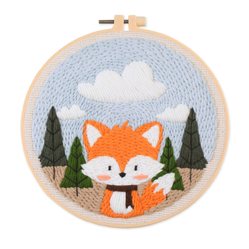 Lininis punch needle kilimo siuvimo rinkinys – gyvūnų karikatūra, DIY, audinio siuvimo rinkinys