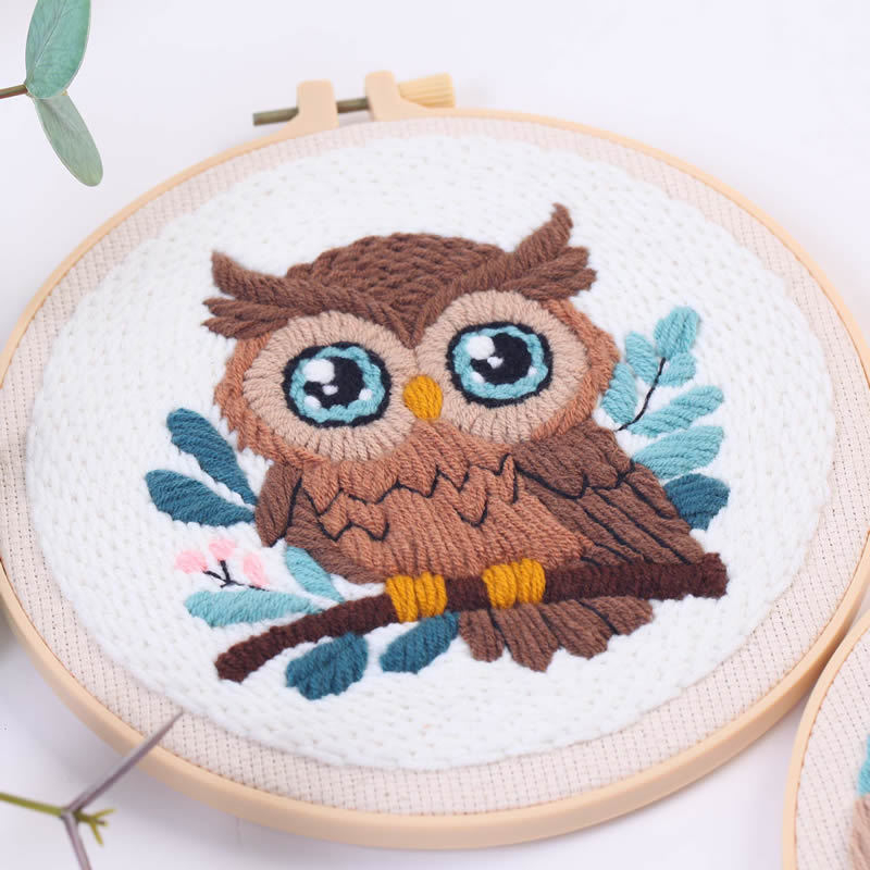 Lininis punch needle kilimo siuvimo rinkinys – gyvūnų karikatūra, DIY, audinio siuvimo rinkinys