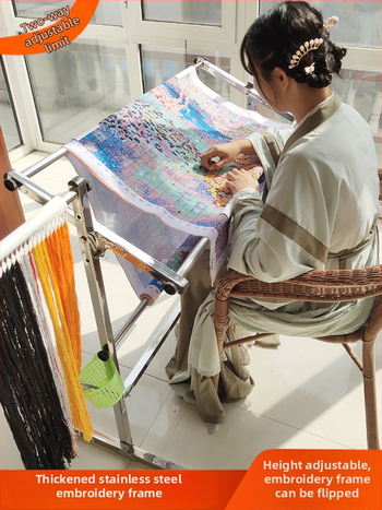 Keresztszemes hímzőkeret, állítható otthoni tartó, univerzális eszköz, műanyag lemezből készült konstrukció, kompatibilis 9 ct vászonnal