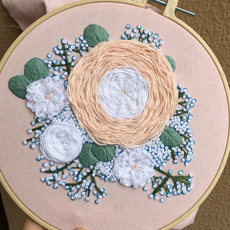 Kryžminio siuvimo komplektas – Gėlių motyvas, Šiuolaikinis minimalistinis stilius, 100% medvilnės audinys