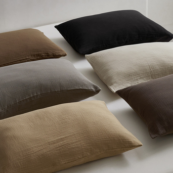 Σετ δύο μαξιλαροθήκες από βαμβακερή γάζα διπλού στρώματος, 100% βαμβάκι, ύφανση 60s, βαφή αντίδρασης, μοντέρνο μινιμαλιστικό στυλ, φιλικό προς το μωρό.