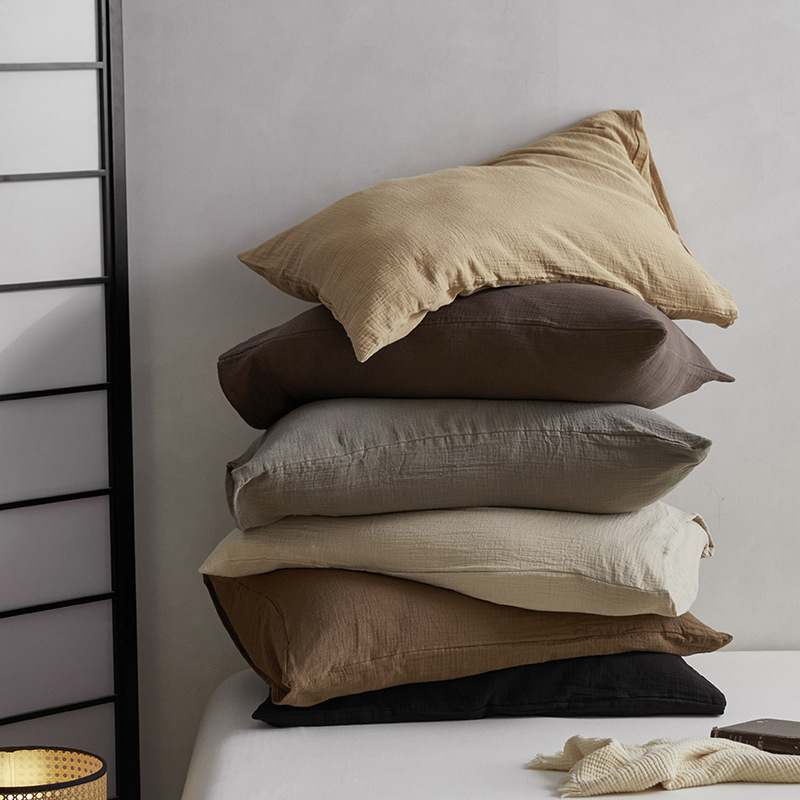 Σετ δύο μαξιλαροθήκες από βαμβακερή γάζα διπλού στρώματος, 100% βαμβάκι, ύφανση 60s, βαφή αντίδρασης, μοντέρνο μινιμαλιστικό στυλ, φιλικό προς το μωρό.