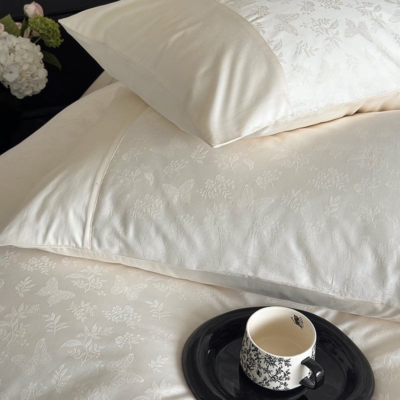 Комплект от две калъфки за възглавници, 100S памук с дълги влакна, жакардова тъкан, реактивно боядисани, стил лайт лукс