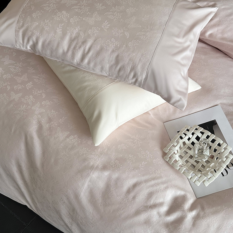 Комплект от две калъфки за възглавници, 100S памук с дълги влакна, жакардова тъкан, реактивно боядисани, стил лайт лукс