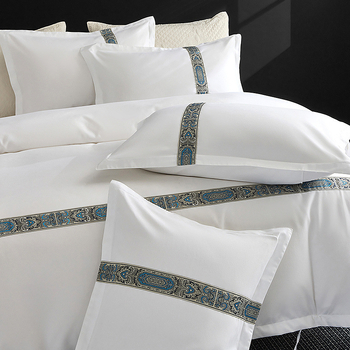 Set de două fețe de pernă pentru lenjerie de pat de hotel de cinci stele – velur, yarn-dyed twill/plain weave, 30s țesătură