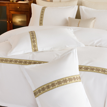 Set de două fețe de pernă pentru lenjerie de pat de hotel de cinci stele – velur, yarn-dyed twill/plain weave, 30s țesătură