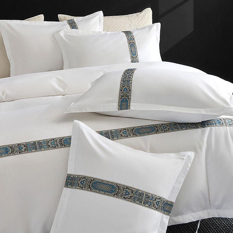 Set de două fețe de pernă pentru lenjerie de pat de hotel de cinci stele – velur, yarn-dyed twill/plain weave, 30s țesătură