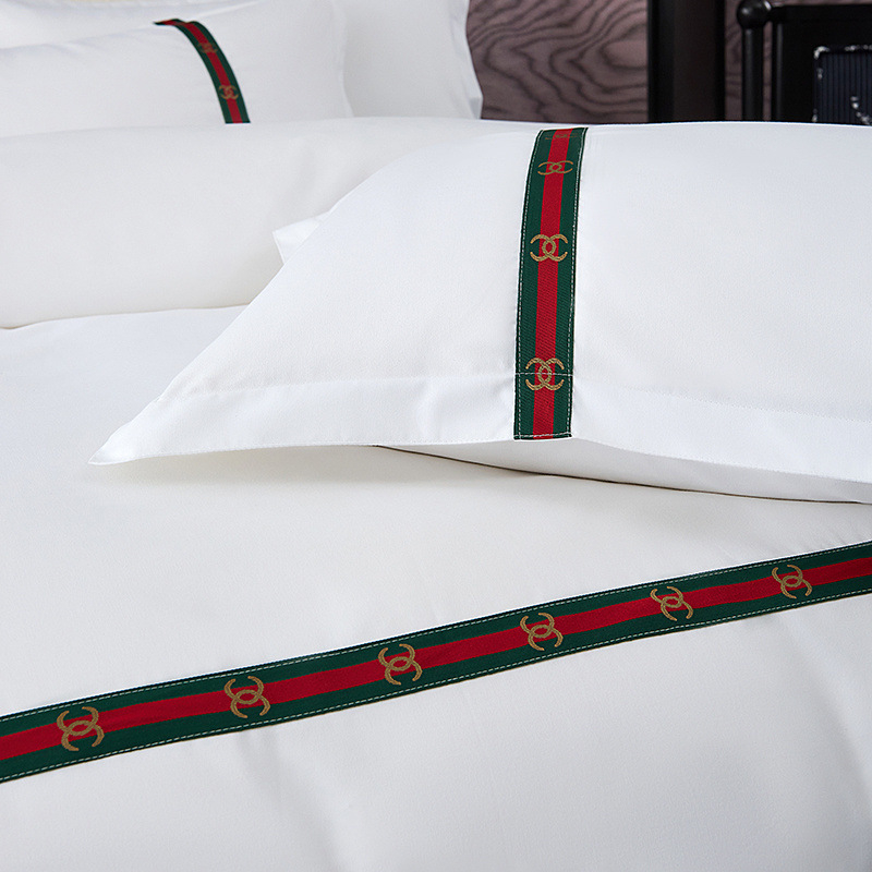 Set de două fețe de pernă pentru lenjerie de pat de hotel de cinci stele – velur, yarn-dyed twill/plain weave, 30s țesătură