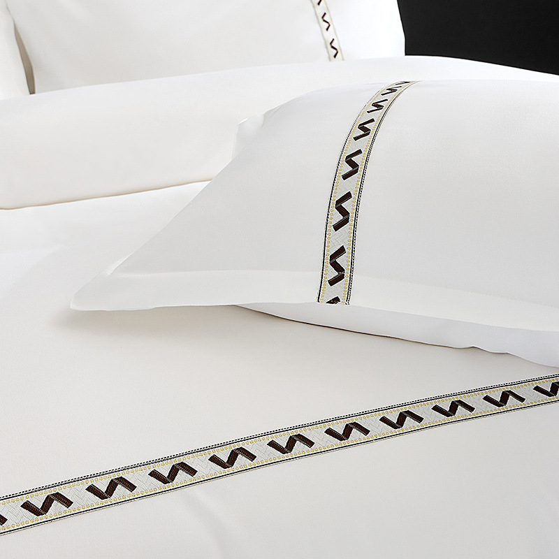 Set de două fețe de pernă pentru lenjerie de pat de hotel de cinci stele – velur, yarn-dyed twill/plain weave, 30s țesătură