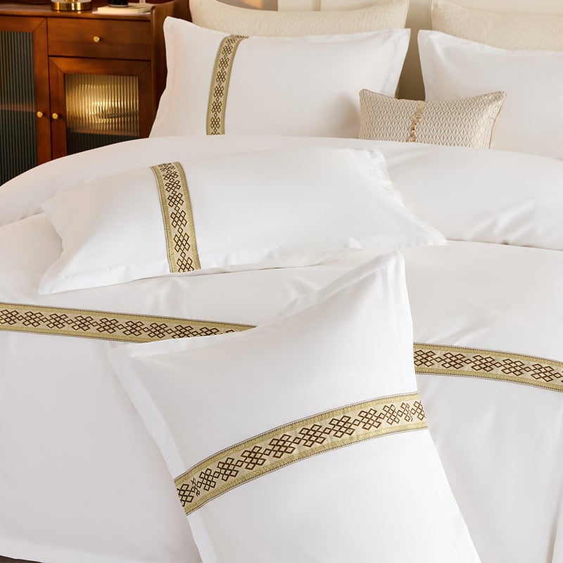 Set de două fețe de pernă pentru lenjerie de pat de hotel de cinci stele – velur, yarn-dyed twill/plain weave, 30s țesătură