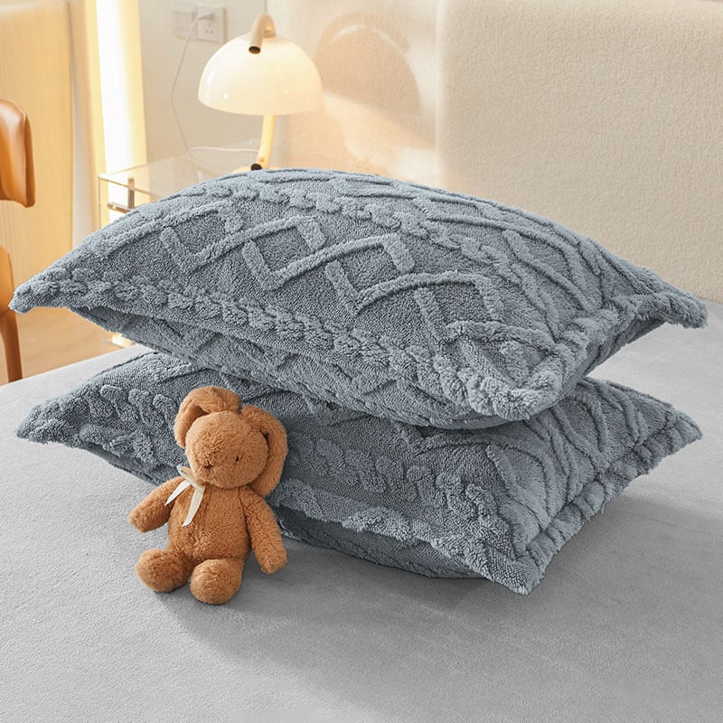 Set huse de pernă | catifea poliesterică, căptușeală fleece | imprimare și vopsire reactive | stil modern minimalist