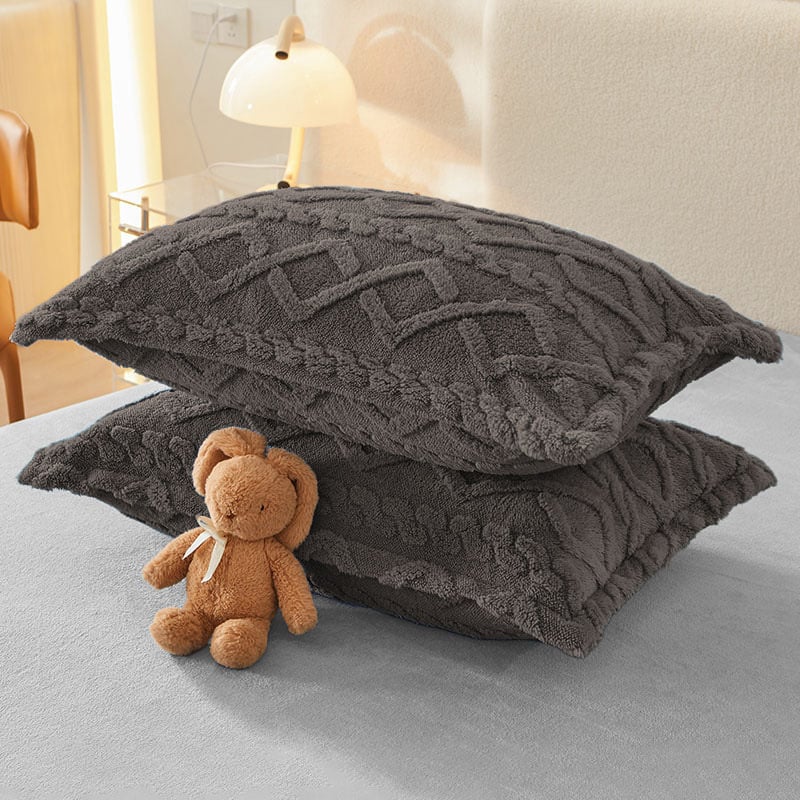 Set huse de pernă | catifea poliesterică, căptușeală fleece | imprimare și vopsire reactive | stil modern minimalist