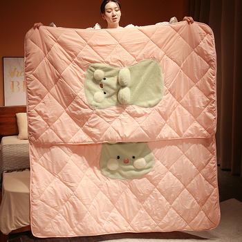 Auto-padi ja tekk 2-ühes: talvine paks pleed, pehme kate, täidis siidi kiududest, karikatuurimuster, lihtne ja kaasaegne stiil