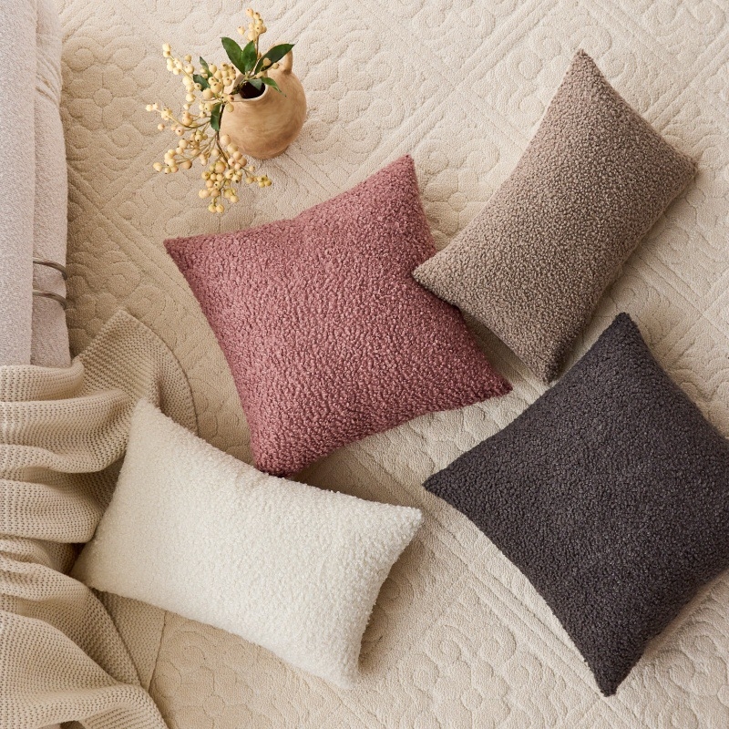 Husă pentru pernă de living, stil nordic, catifea Teddy, model solid, poliester