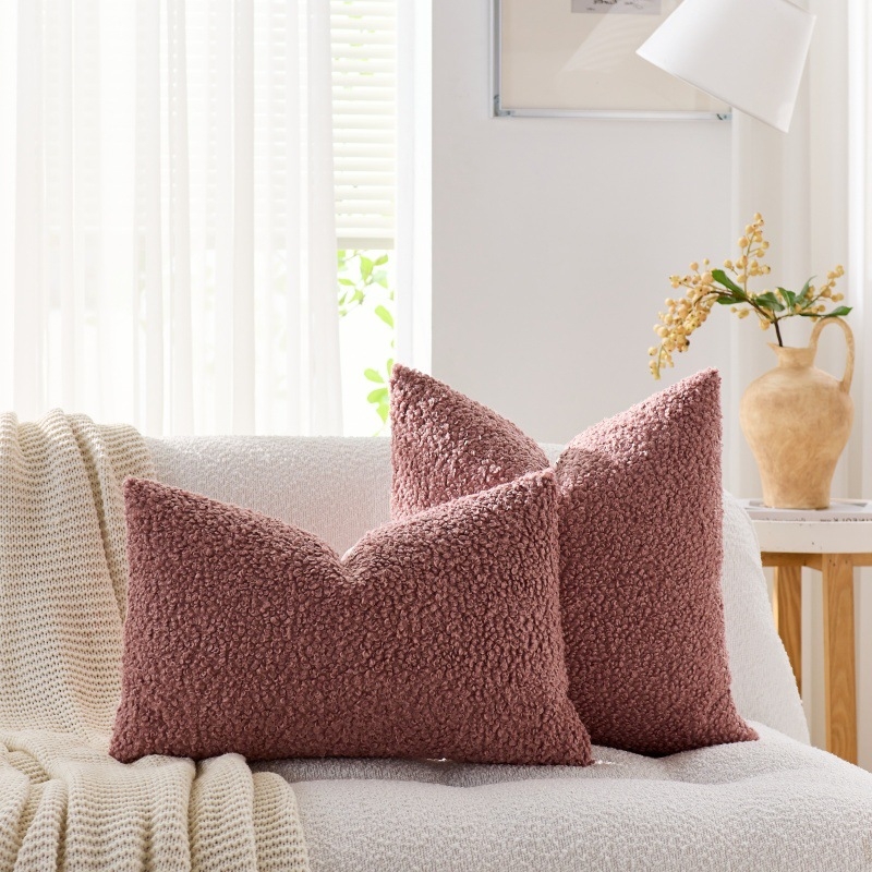 Husă pentru pernă de living, stil nordic, catifea Teddy, model solid, poliester