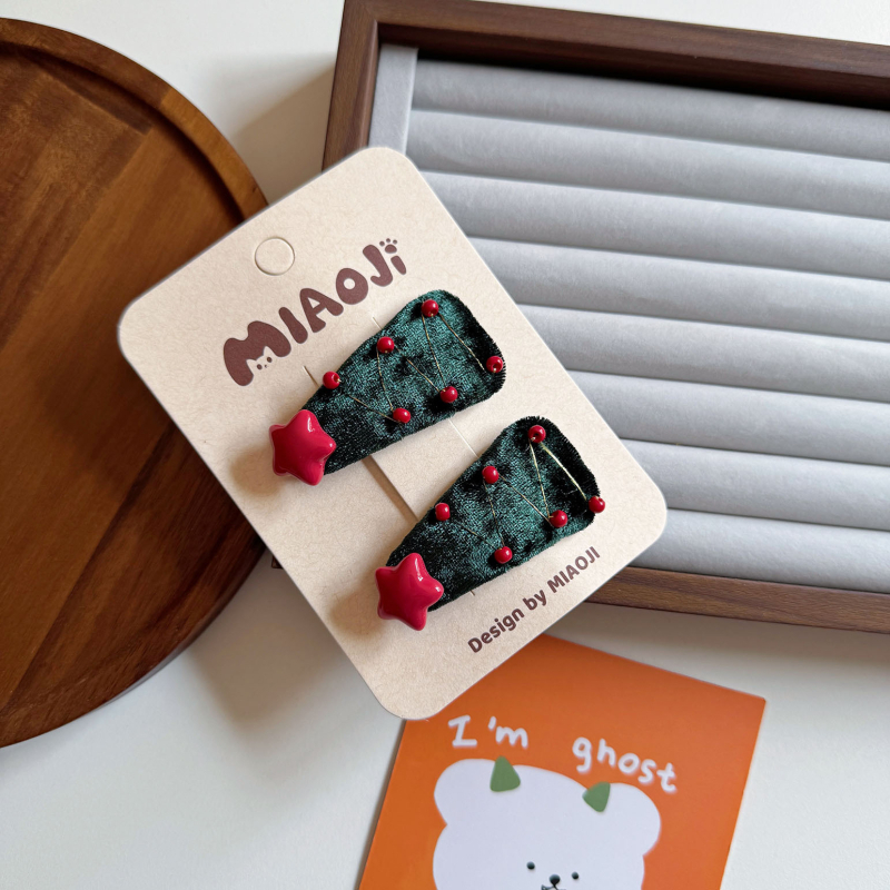 Korejski stil tekstilna kopča za kosu, materijal tekstil, oblik mašne, božićni uzorak, za djecu 0-10 godina