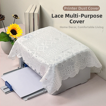 Paprastos nėrinių dizaino spausdintuvo dulkių gaubtas — poliesterio audinys, paprastas ir modernus stilius; Jialmei; tinkamas svetainei, miegamajam ir restoranui.