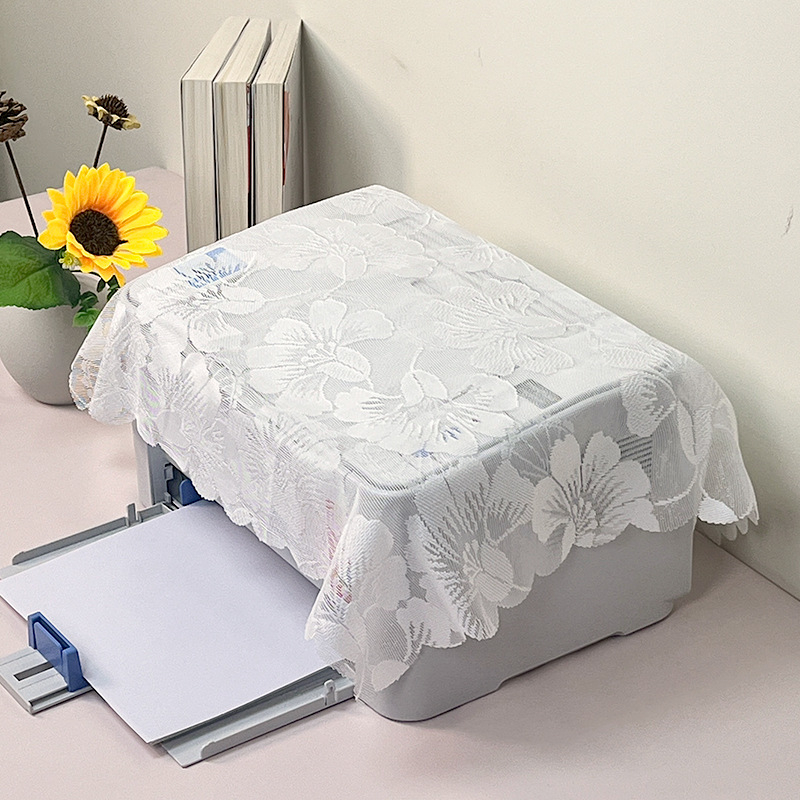 Paprastos nėrinių dizaino spausdintuvo dulkių gaubtas — poliesterio audinys, paprastas ir modernus stilius; Jialmei; tinkamas svetainei, miegamajam ir restoranui.