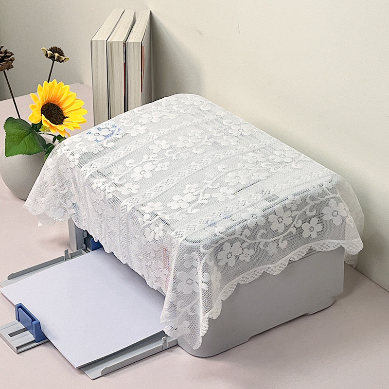 Paprastos nėrinių dizaino spausdintuvo dulkių gaubtas — poliesterio audinys, paprastas ir modernus stilius; Jialmei; tinkamas svetainei, miegamajam ir restoranui.