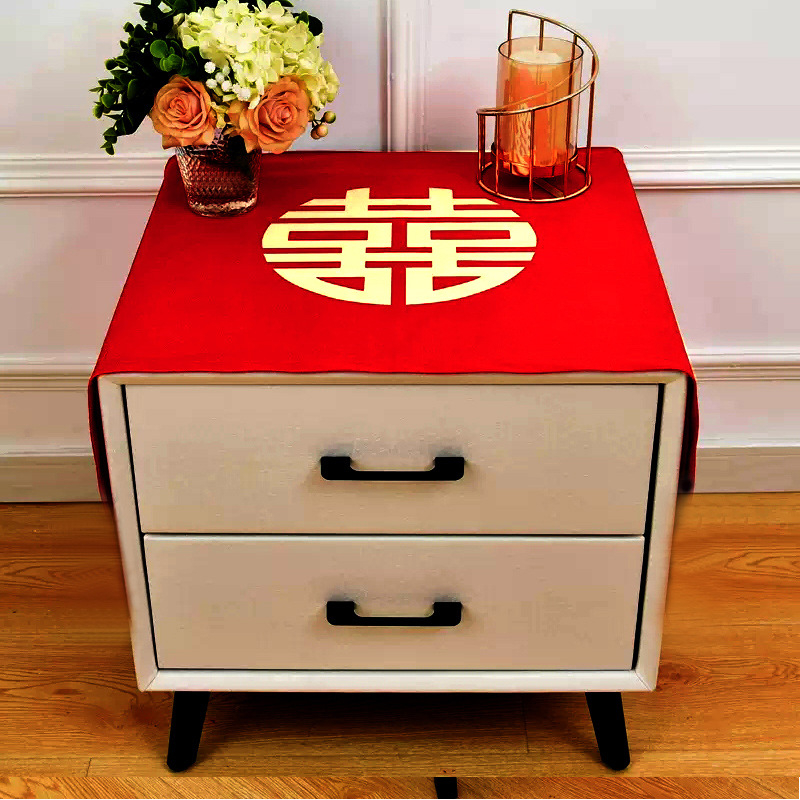 Vestuvinė naktinio staliuko danga, linų, kinų stiliaus, pritaikoma, svetainė ir miegamasis