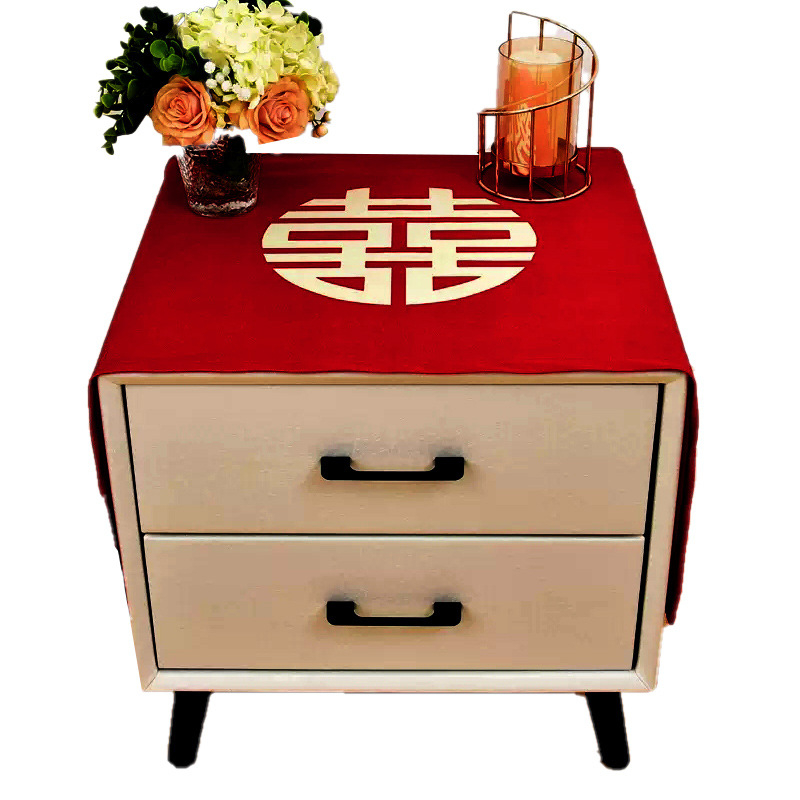 Vestuvinė naktinio staliuko danga, linų, kinų stiliaus, pritaikoma, svetainė ir miegamasis