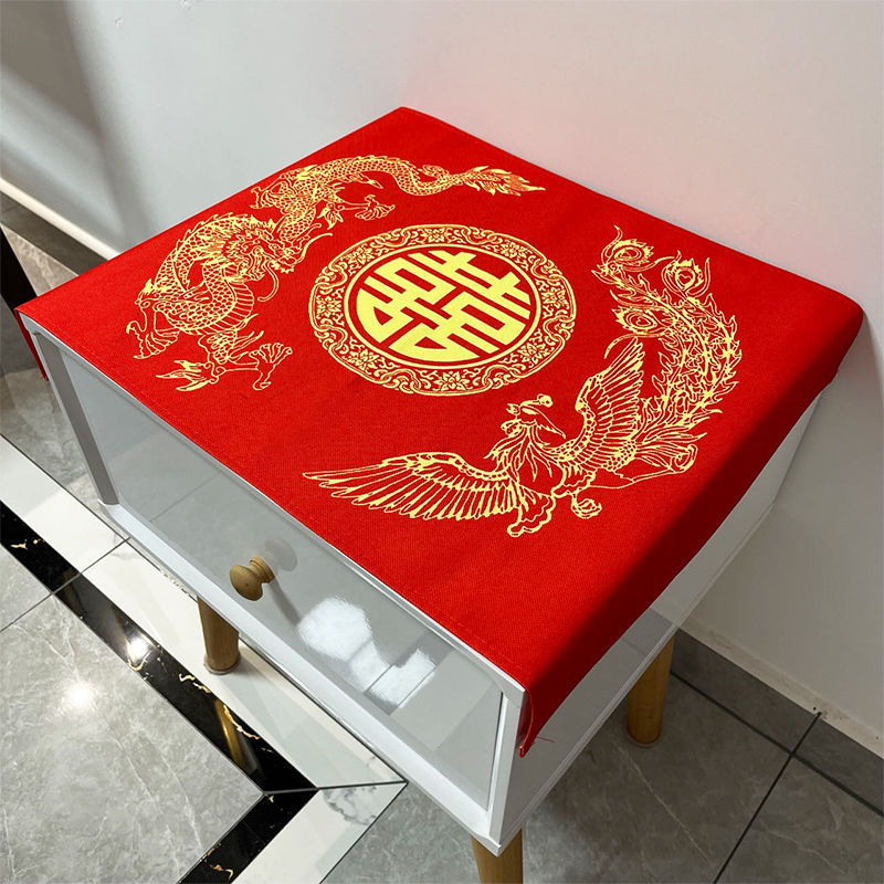 Vestuvinė naktinio staliuko danga, linų, kinų stiliaus, pritaikoma, svetainė ir miegamasis