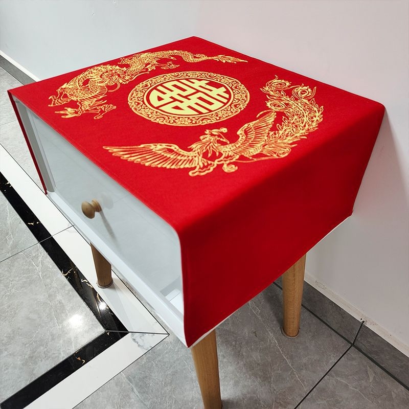 Vestuvinė naktinio staliuko danga, linų, kinų stiliaus, pritaikoma, svetainė ir miegamasis