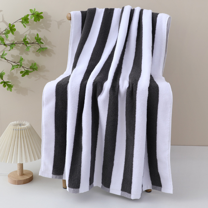 Plažni ručnik od 100% pamuka, prilagođeni prugasti pređa obojena, jacquard ručnik za tuširanje, 32 vlakana, 500 g ili više