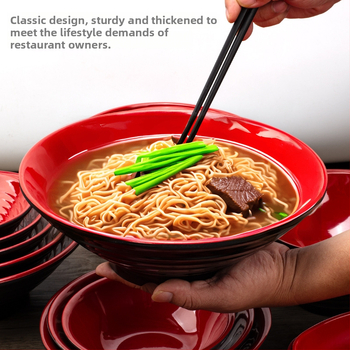 Melamininių dubenėlių rinkinys su šaukšteliu — nereguliarios formos, glazūruotas paviršius, vientisas raštas, logotipo spauda