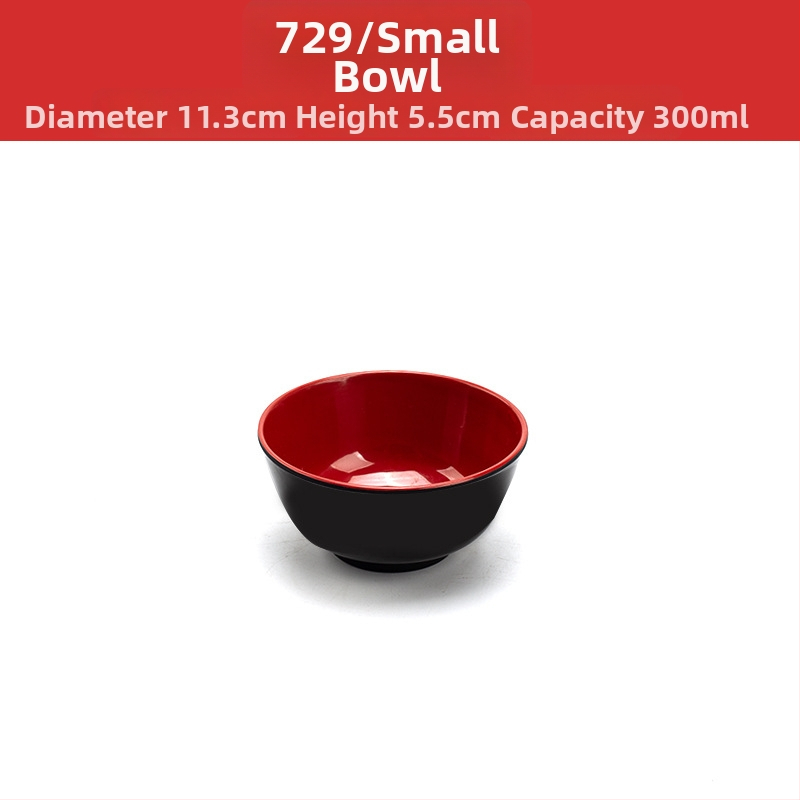 Melamininių dubenėlių rinkinys su šaukšteliu — nereguliarios formos, glazūruotas paviršius, vientisas raštas, logotipo spauda