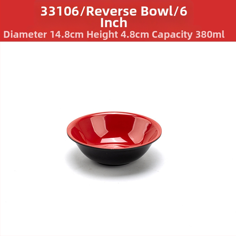 Melamininių dubenėlių rinkinys su šaukšteliu — nereguliarios formos, glazūruotas paviršius, vientisas raštas, logotipo spauda