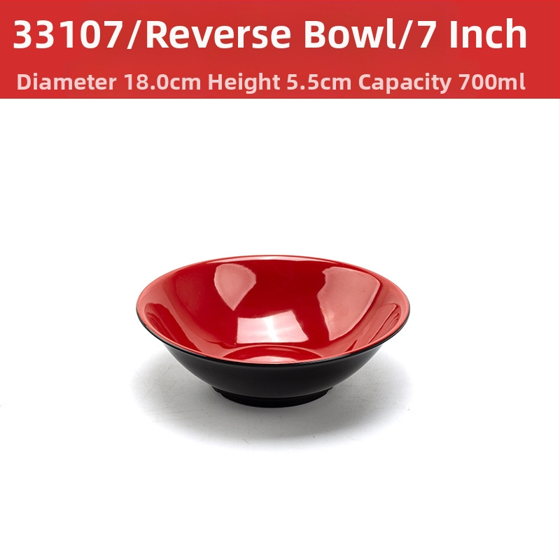 Melamininių dubenėlių rinkinys su šaukšteliu — nereguliarios formos, glazūruotas paviršius, vientisas raštas, logotipo spauda