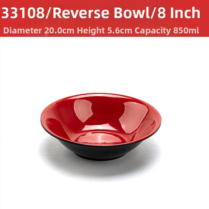 Melamininių dubenėlių rinkinys su šaukšteliu — nereguliarios formos, glazūruotas paviršius, vientisas raštas, logotipo spauda