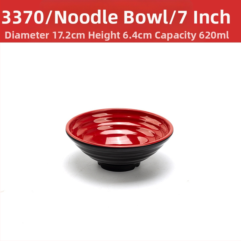 Melamininių dubenėlių rinkinys su šaukšteliu — nereguliarios formos, glazūruotas paviršius, vientisas raštas, logotipo spauda