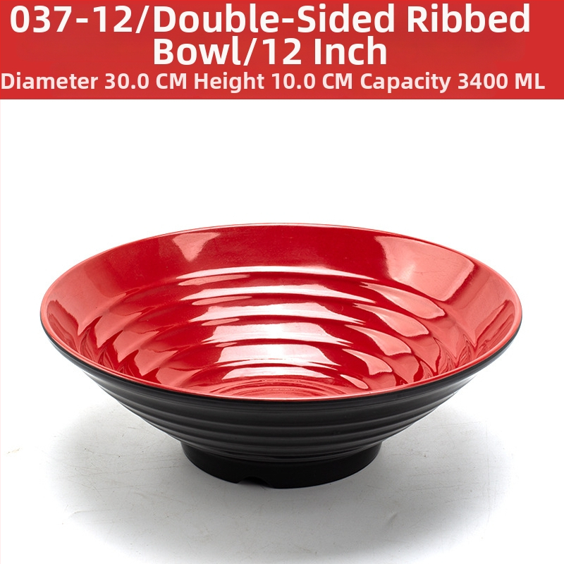 Melamininių dubenėlių rinkinys su šaukšteliu — nereguliarios formos, glazūruotas paviršius, vientisas raštas, logotipo spauda