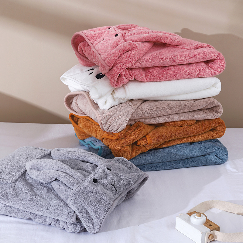 Dječji ručnik za kupaonicu s kapuljačom – upijajući Coral fleece, 100–120 g, 32 vlakna