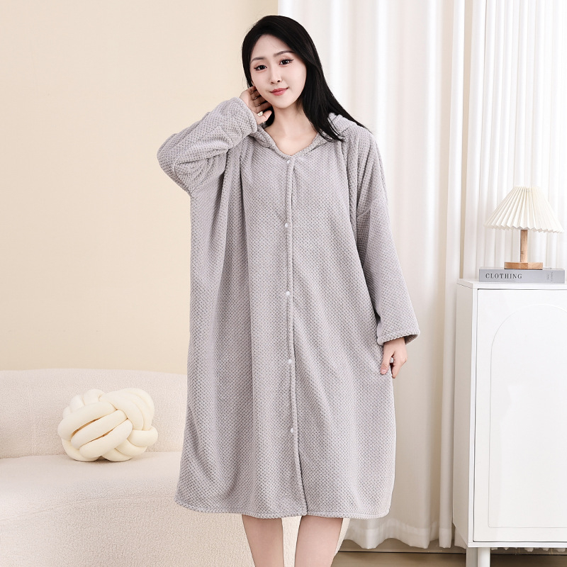 Prosop de baie cu glugă, în stil halat, fleece coral, 100% poliester, 450 g, potrivit toamnei, unisex adulți