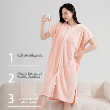 Halat de baie pentru femei, Fleece Coral, 580 g, Fibre de polyester, Iarnă