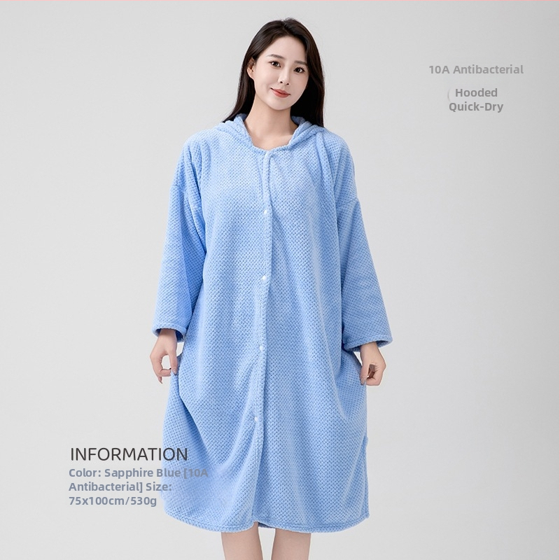 Halat de baie pentru femei, Fleece Coral, 580 g, Fibre de polyester, Iarnă