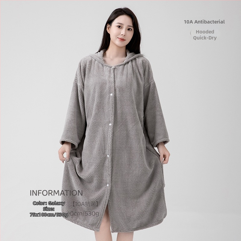 Halat de baie pentru femei, Fleece Coral, 580 g, Fibre de polyester, Iarnă