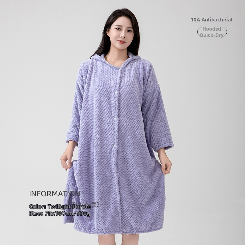 Halat de baie pentru femei, Fleece Coral, 580 g, Fibre de polyester, Iarnă