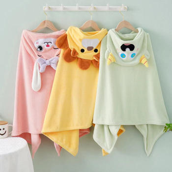 Jin Wan Dječji kupaći ručnik s kapuljačom — mekani koralni fleece, nosivi, zgušnjen, 400–500 g, upijajući