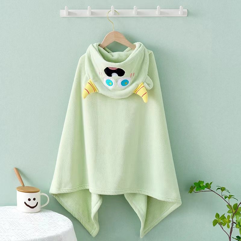 Jin Wan Dječji kupaći ručnik s kapuljačom — mekani koralni fleece, nosivi, zgušnjen, 400–500 g, upijajući