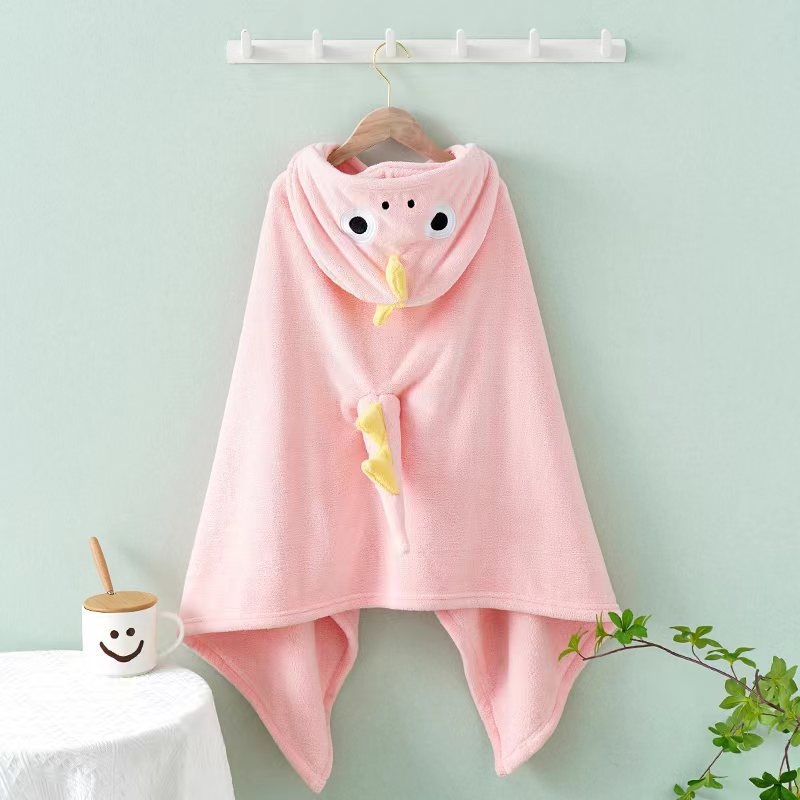 Jin Wan Dječji kupaći ručnik s kapuljačom — mekani koralni fleece, nosivi, zgušnjen, 400–500 g, upijajući