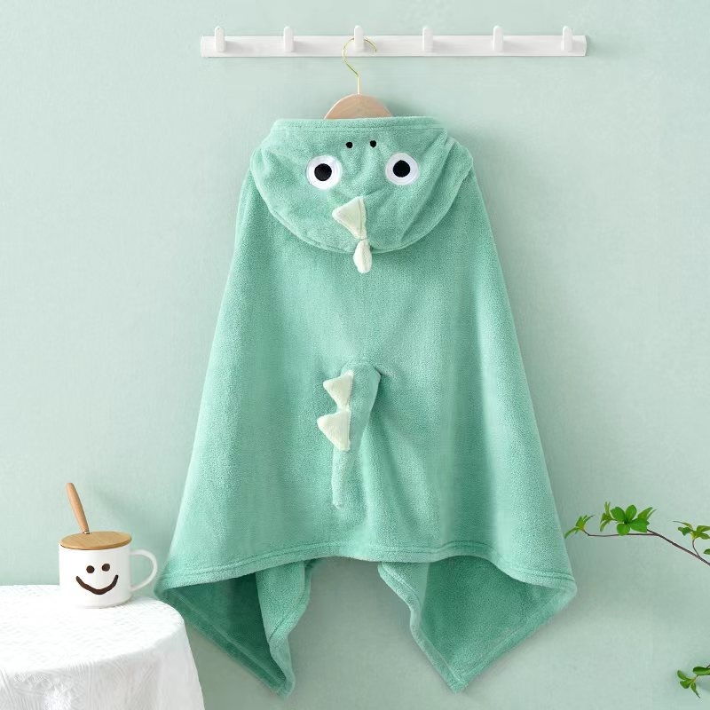Jin Wan Dječji kupaći ručnik s kapuljačom — mekani koralni fleece, nosivi, zgušnjen, 400–500 g, upijajući
