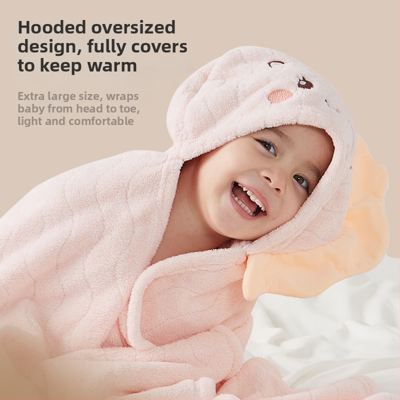 OWNBABY Dječji kapuljača ručnik za kupanje Cape stil, Coral fleece, 300–400 g, 150D tkanina