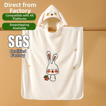 Jade Baby Koralli Veluur Kapuutsiga Käterät Lastele – Kandmiseks Kiiresti Kuivatav Mantlid koos Trušu Kõrvadega, 150D, 300–400 g, Kohandatav