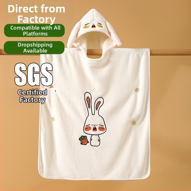 Jade Baby Koralli Veluur Kapuutsiga Käterät Lastele – Kandmiseks Kiiresti Kuivatav Mantlid koos Trušu Kõrvadega, 150D, 300–400 g, Kohandatav