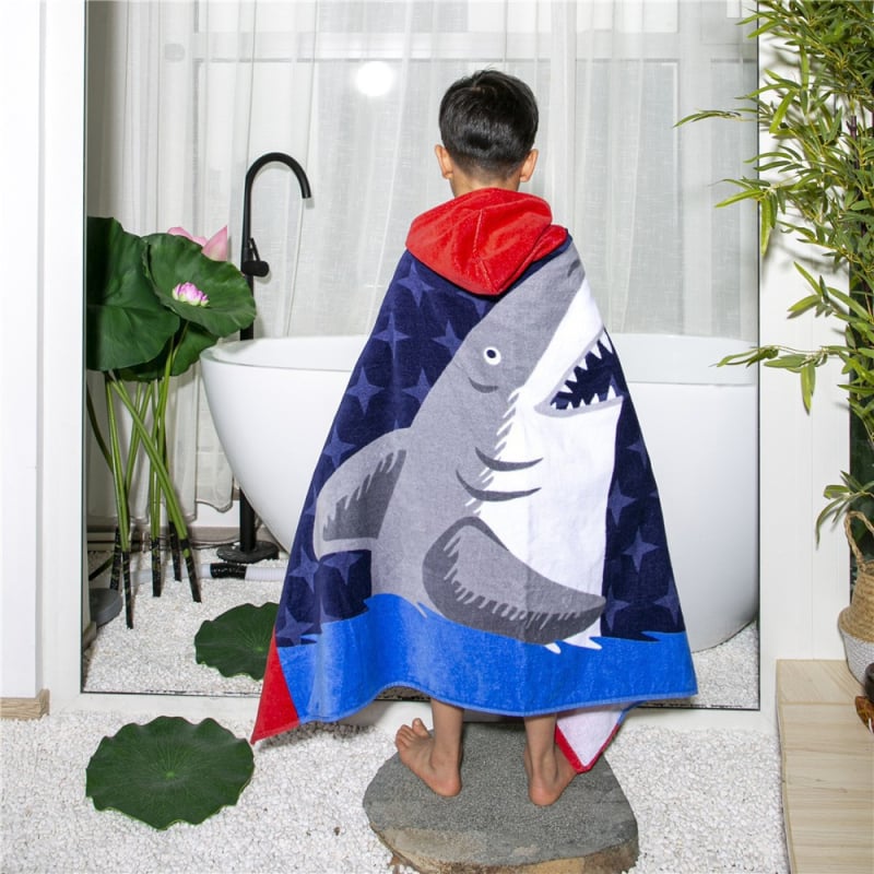 Laste kapuutsiga vannivööri ultra‑õhukeste kiududest; karikatuurid; kaal 200–300 g; 32 niiti; kohandatav; trükk ja veluurviimistlus